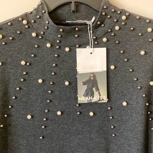 Milan Kiss Women's Bead Accent Sweater Dress Small